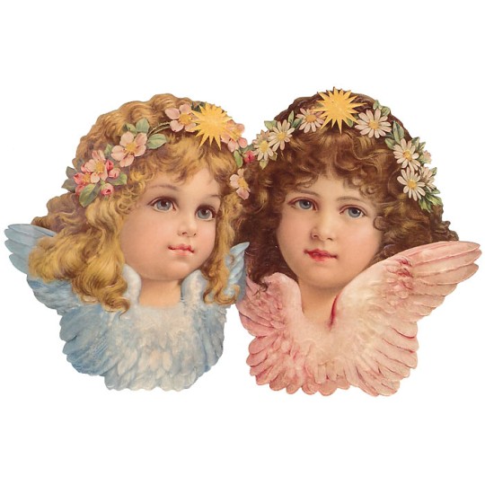 Large Scrap with Two Flower Angels ~ Germany